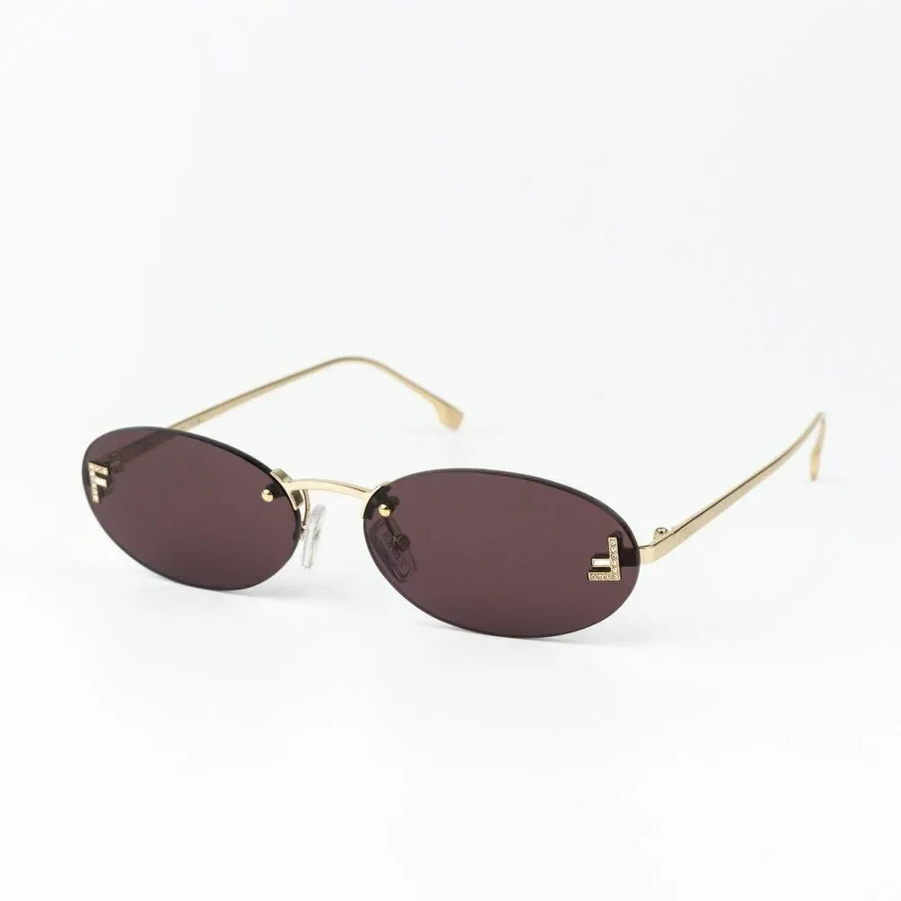 Fendi FIRST CRYSTAL Men Sunglasses Gold Violet Oval FE4075US 30Y AUTHENTIC
